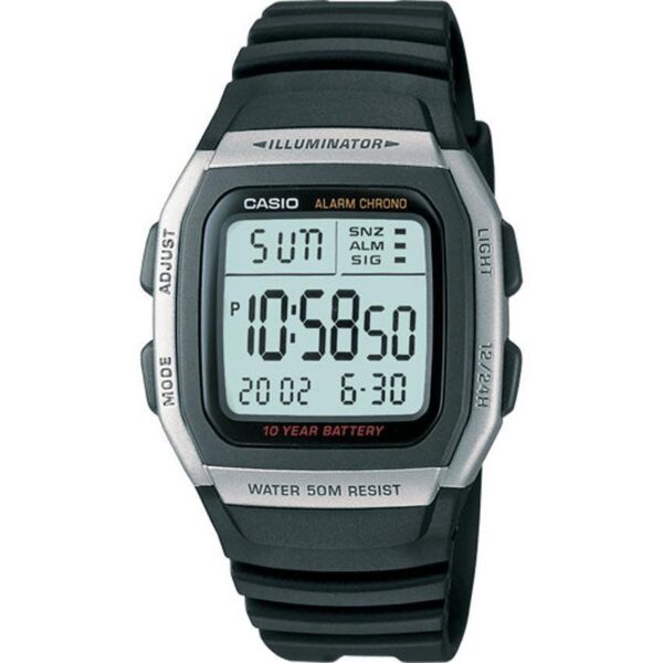 Casio W96H-1AV Men’s Alarm Chronograph Small Size Watch with Grey Bezel
