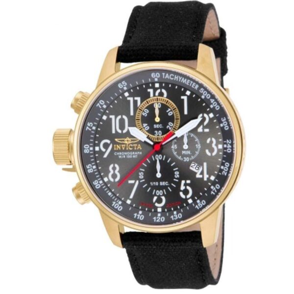 INVICTA 1515 Men’s I-Force Chronograph Lefty Black Farbic Over Leather Watch