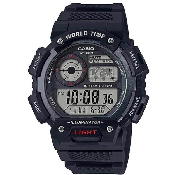 CASIO AE1400WH-1AV Men’s Digital World Time Black Resin Watch