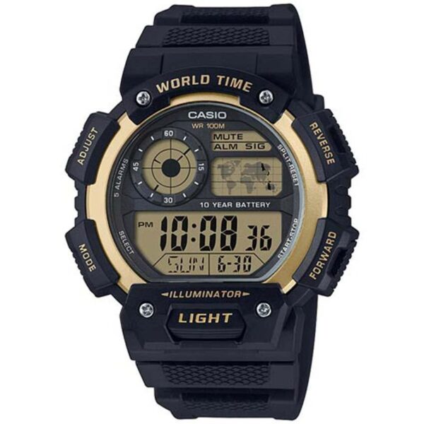 Casio AE1400WH-9AV Men’s Gold Accent Black Resin Quartz Sport Watch