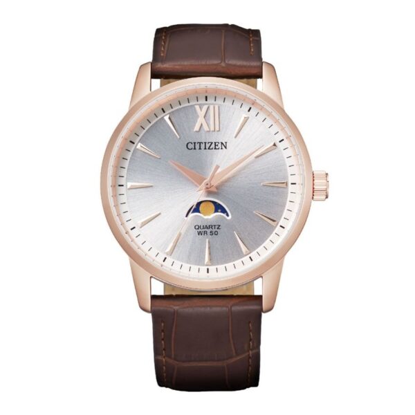 Citizen AK5003-05A Quartz Men’s Moon Phase Elegant Leather Watch