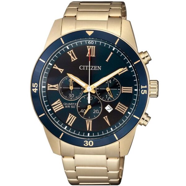 Citizen AN8169-58L Men’s Chronograph Blue Dial Rose Gold Bracelet Watch