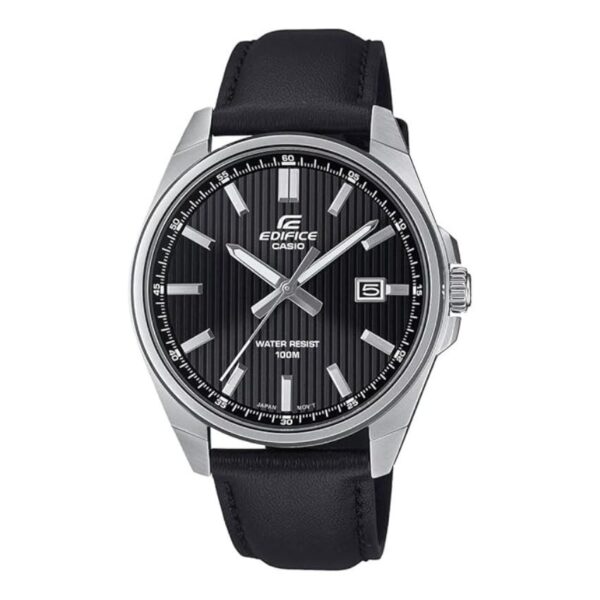 Casio EFV-150L-1AVUDF Men’s Edifice Analog Black Dial Leather Strap Watch