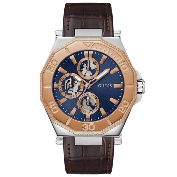 Guess GW0704G2 Men Prime Blue Round Dial Genuine Leather Watch