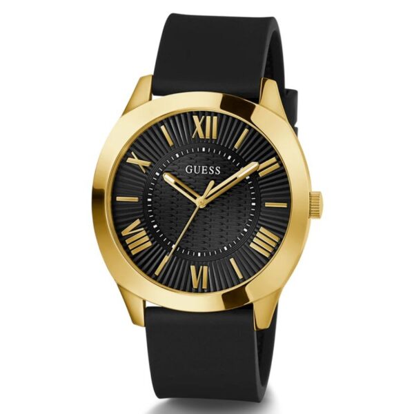 GUESS GW0728G2 Men’s Black Silicone Gold Tone Case Analog Watch