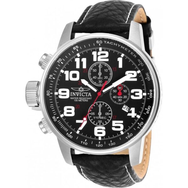 Invicta 2770 Men’s I-Force Chronograph Black Genuine Leather Watch