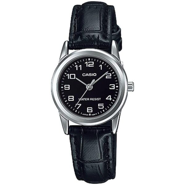 CASIO LADIES LTP-V001L-1BUDF METAL BASIC BLACK DIAL LEATHER Small Size WATCH