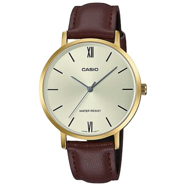 Casio LTP-VT01GL-9BUDF Women’s Minimalistic Gold Case Leather Watch