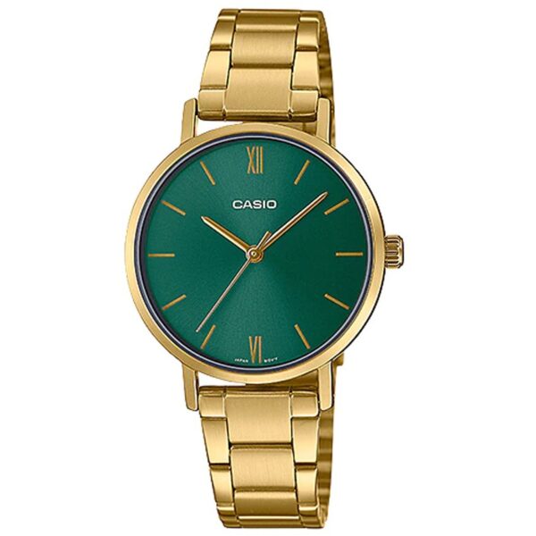 Casio LTP-VT02G-3AUDF Women’s Enticer Green Dial Gold Bracelet Watch