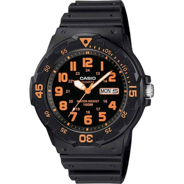 Casio MRW200H-4BV Unisex Black/Orange Face Black Band Dive Medium Size Watch