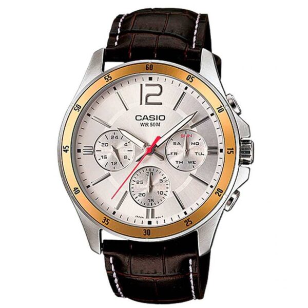 Casio Gent’s MTP-1374L-7AVDF Enticer Multifunction Brown Leather Watch