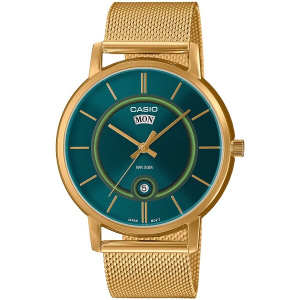Casio MTP-B120MG-3AVDF Men’s Gold Mesh Bracelet Green Dial Watch