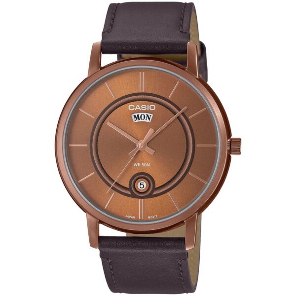 Casio MTP-B120RL-5AVDF Men’s Rose Gold Case Brown Leather Watch