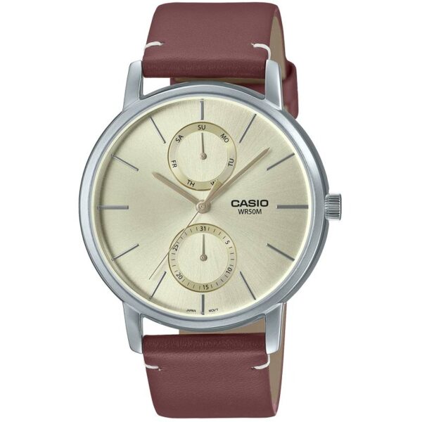 Casio MTP-B310L-9AVDF Men’s Champagne Gold Dial Brown Leather Watch