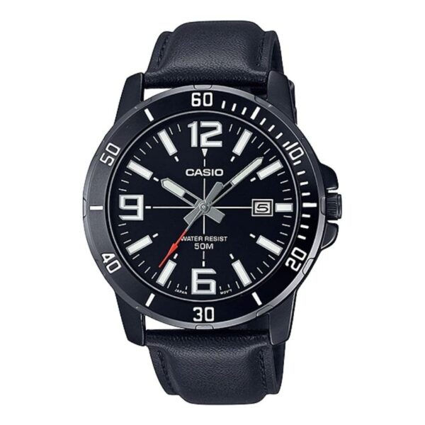 Casio MTP-VD01BL-1BVUDF Men’s Sporty Black Dial Leather Watch