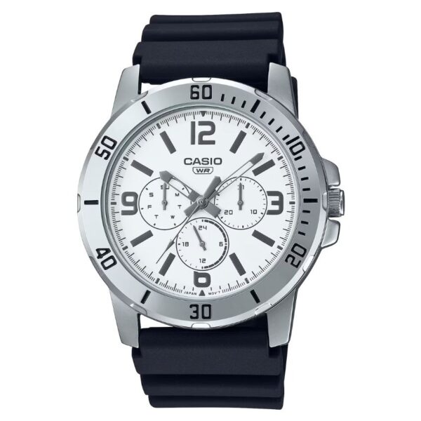 Casio MTP-VD300-7BUDF Men’s Enticer Black Resin White Dial Sports Watch