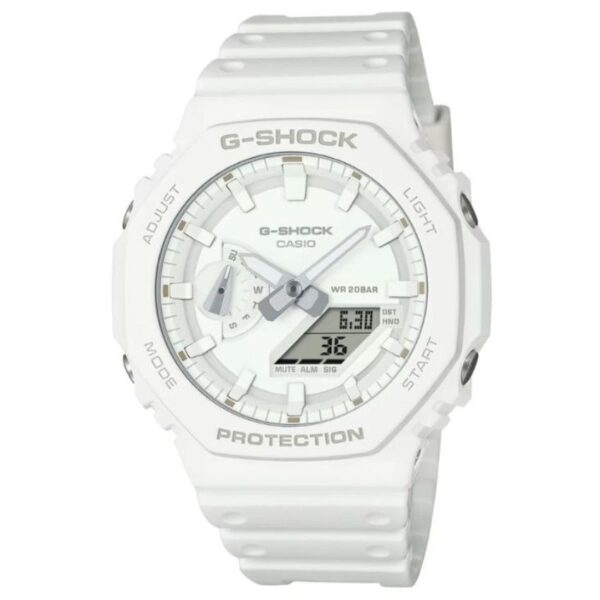Casio GA-2100-7A7DR Men’s Analog-Digital White Dial Resin Strap Watch