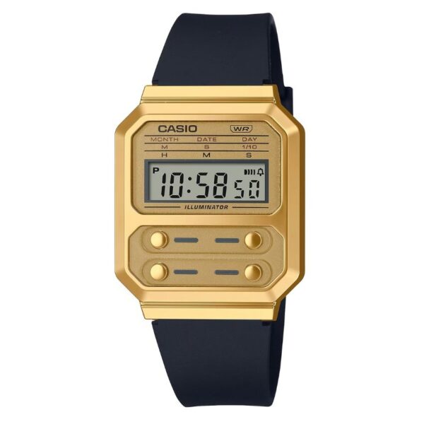 Casio A100WEFG-9ADF Unisex Digital Gold Silicon Retro Watch