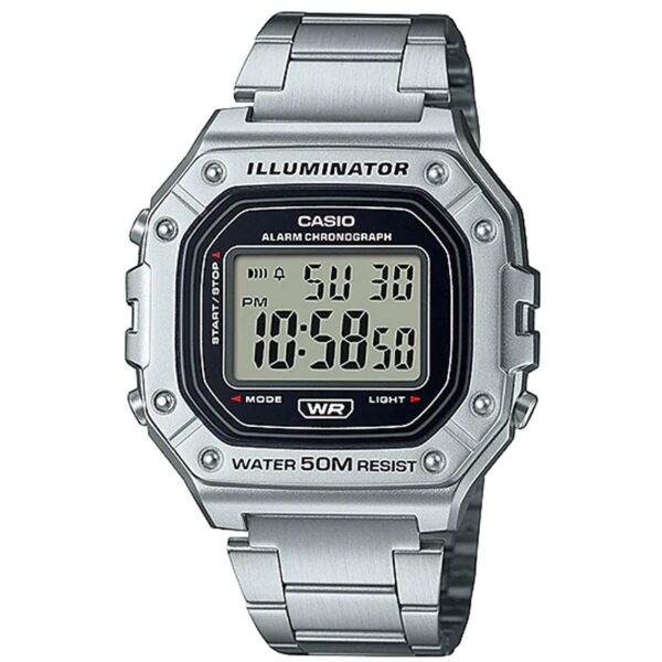 Casio W-218HD-1AVDF Men’s Square Face Stainless Steel Band Medium Digital Watch