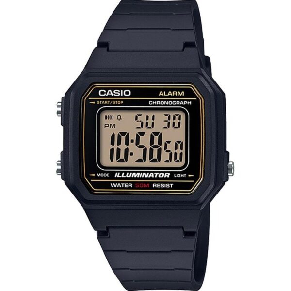 Casio W217H-9AV Men’s Classic Chronograph Digital Gold Dial Small Watch