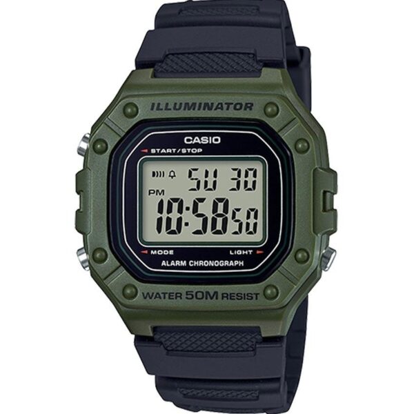 Casio W218H-3AV Men’s Chronograph Green Case Digital Medium Watch