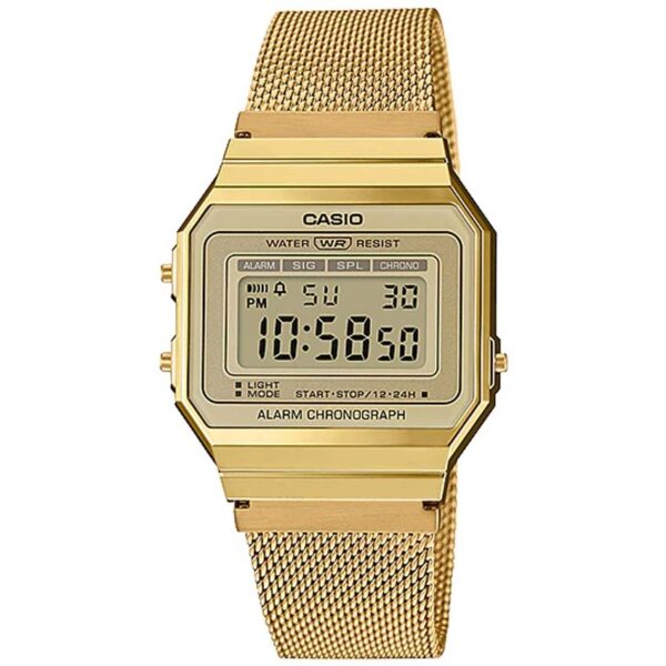 Casio A700WMG-9ADF Unisex Vintage Digital Gold Mesh Bracelet Watch
