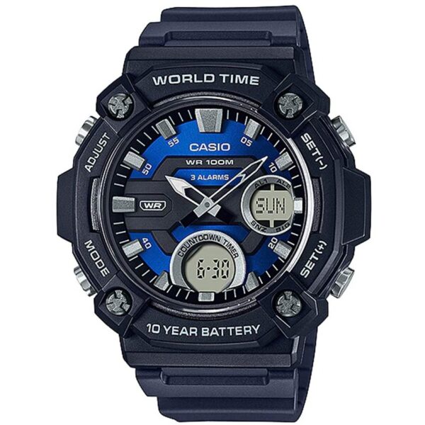Casio AEQ-120W-2AVDF Men’s Blue Analog-Digital Dial Resin Strap Watch