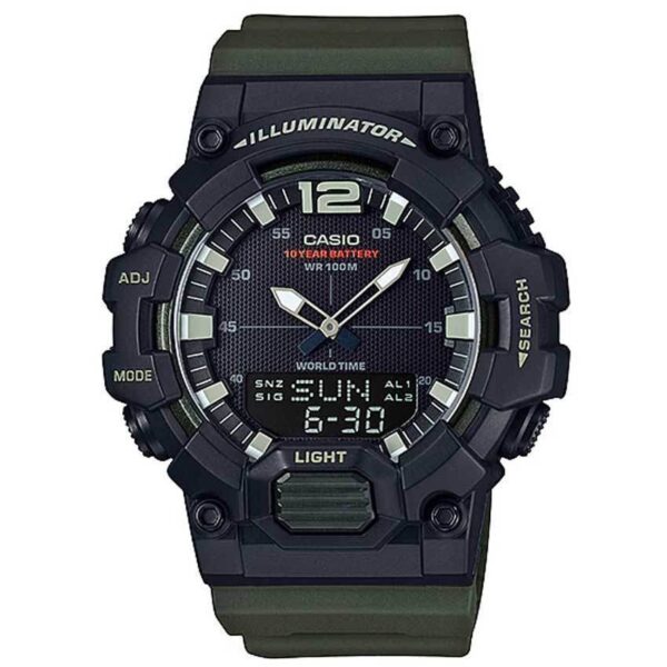 CASIO HDC-700-3AVDF MEN’S ANALOG DIGITAL WORLD TIME GREEN RESIN QUARTZ WATCH