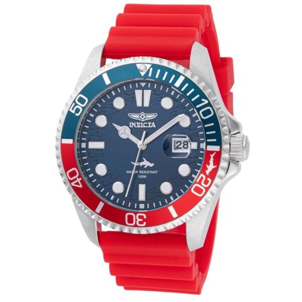 Invicta INV47164 Men’s Pro Diver Blue Dial Red Silicone Strap Watch
